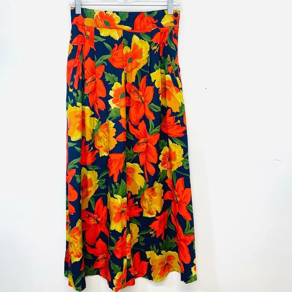 Vtg Cambridge Dry Goods Mod Maxi Skirt Size 6 Vibrant Colorful A Line Pockets Bo